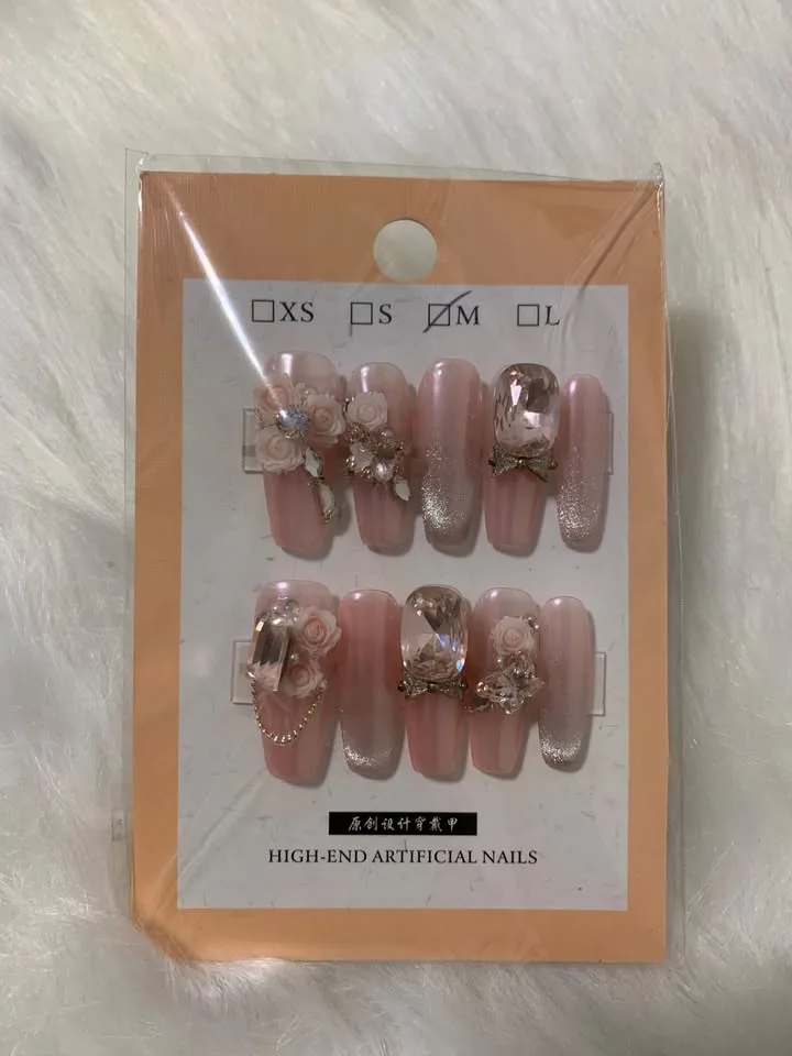 Press on nails Korean style Pink Y2K image indicator(2)