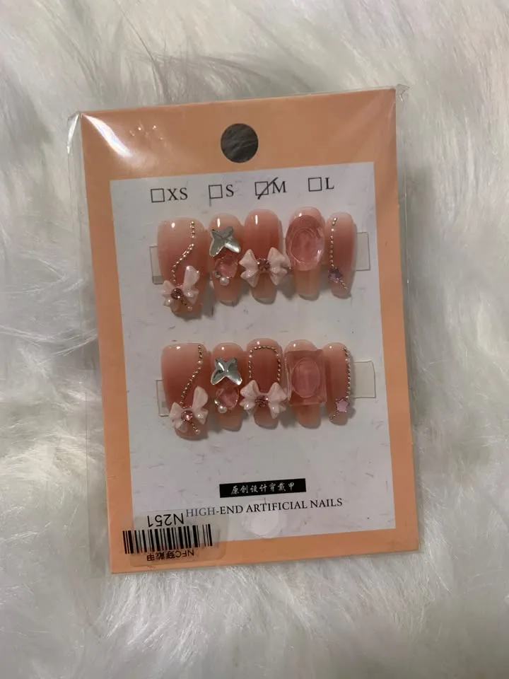 Press on nails Korean style Pink Y2K image indicator(7)