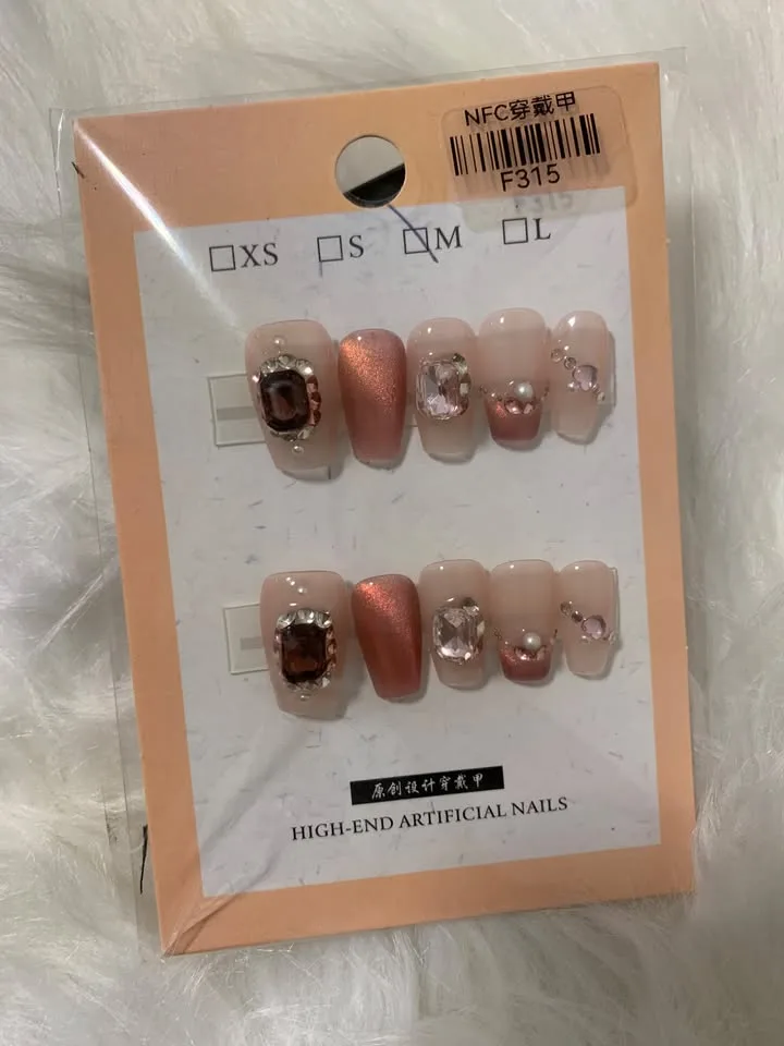 Press on nails Korean style Pink Y2K image indicator(8)