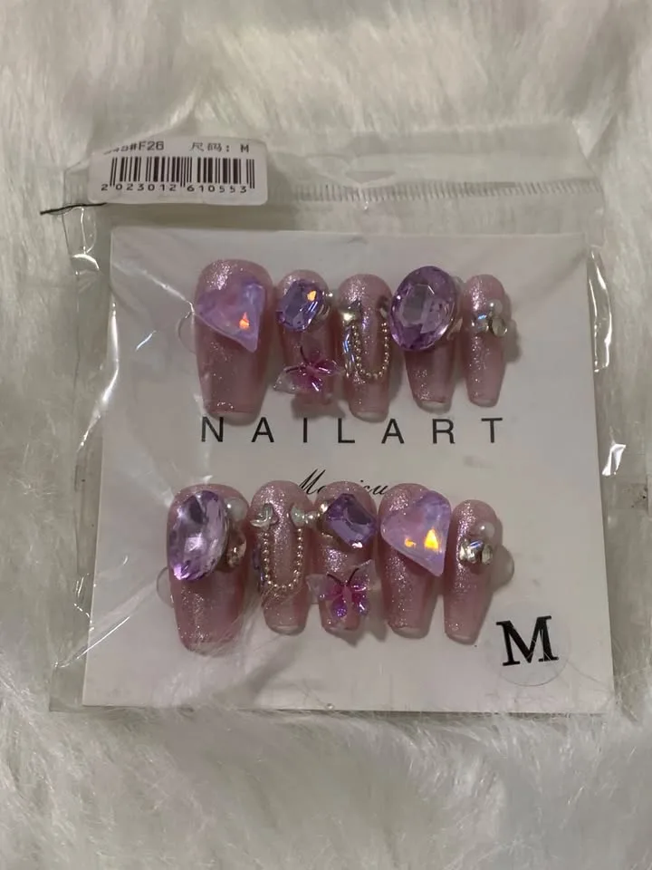 Press on nails Korean style Pink Y2K image indicator(10)