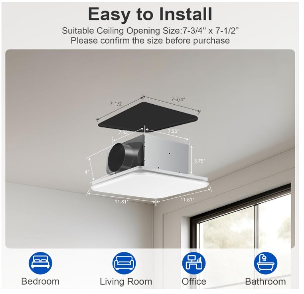 Bathroom exhaust fan Zomagas 110CFM - photo 2