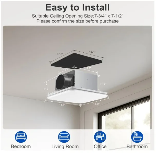Bathroom exhaust fan Zomagas 110CFM image indicator(2)