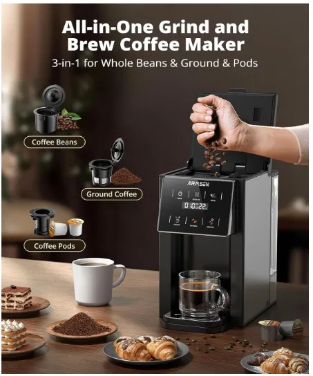 Airmsen grind & brew 3in1 coffee maker image indicator(2)