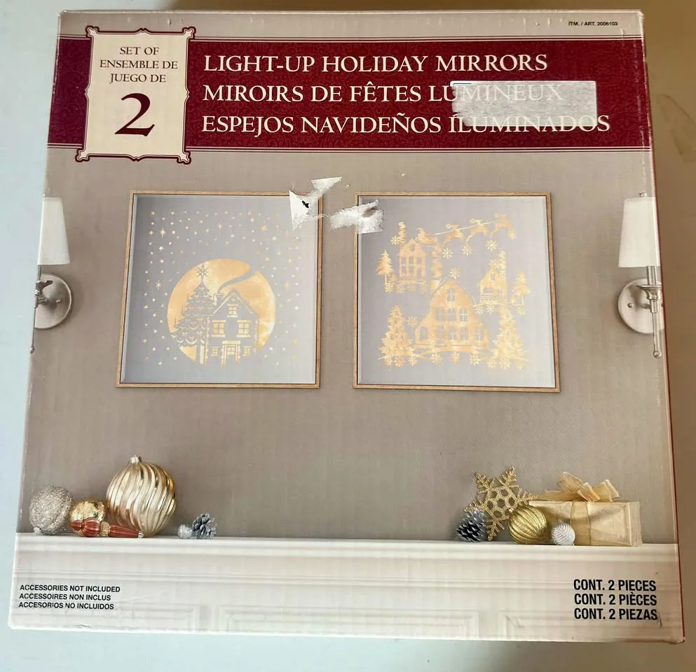 Christmas light-up LED mirror thumbnail