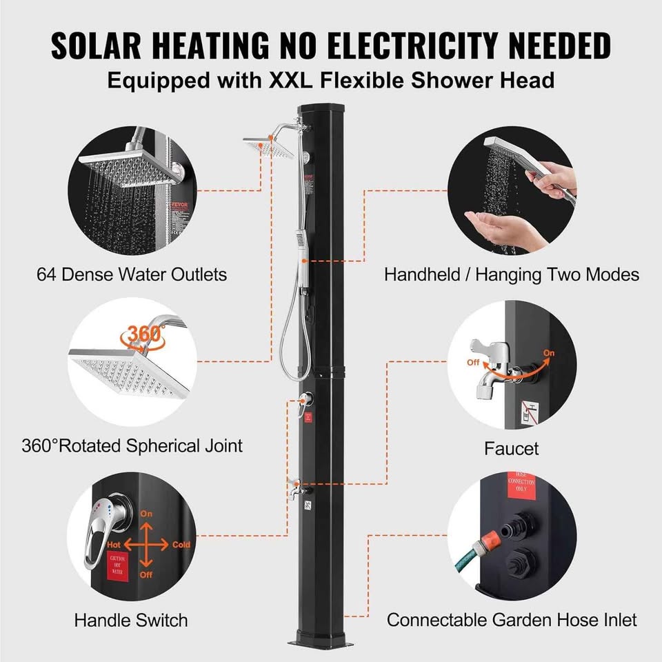 VEVOR Outdoor Solar Heated Shower Kit - photo 5