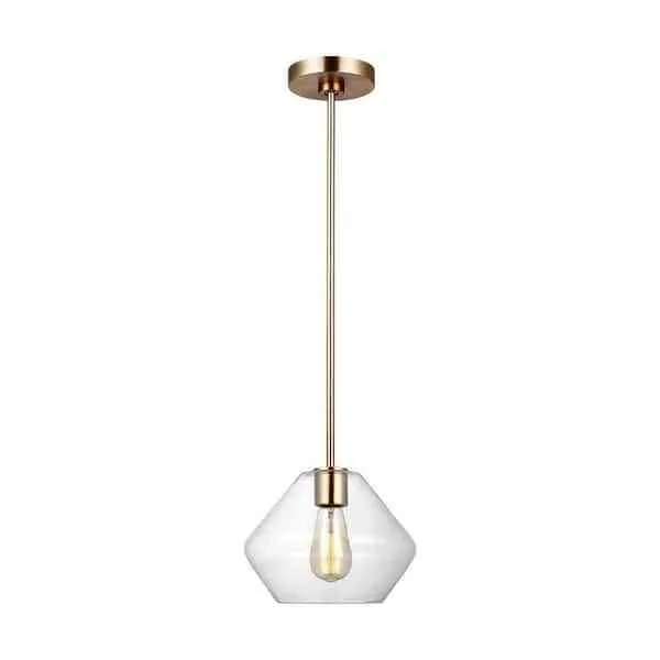 Jett 1-Light Satin Brass Shaded Pendant Light thumbnail