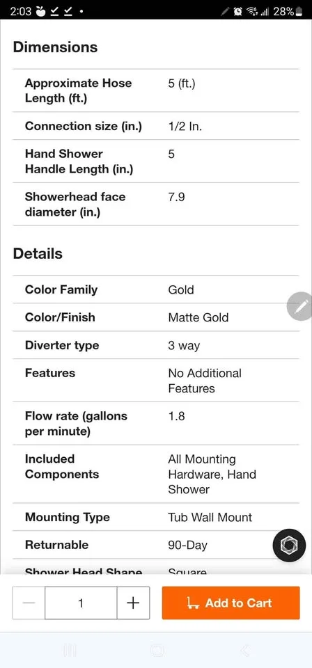 Glacier Bay Shower Head image indicator(8)