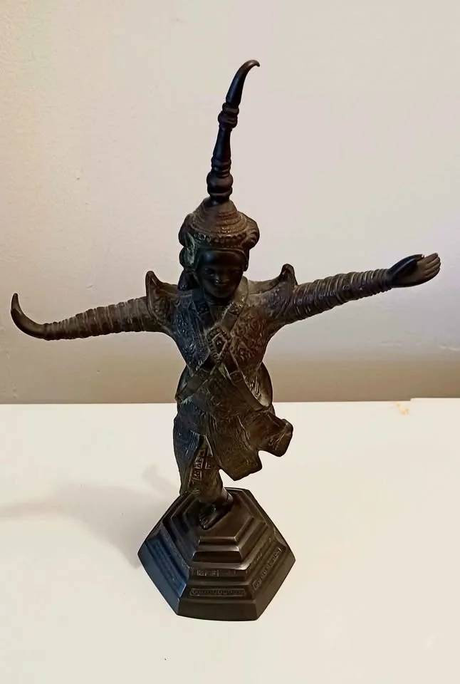 Antique Bronze Apsara Dancer Khmer Cambodia Statue image indicator(5)