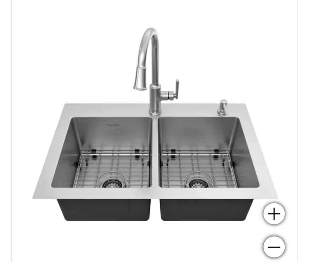 Glacier bay 33 in double bowl dual mount all in one kitchen sink