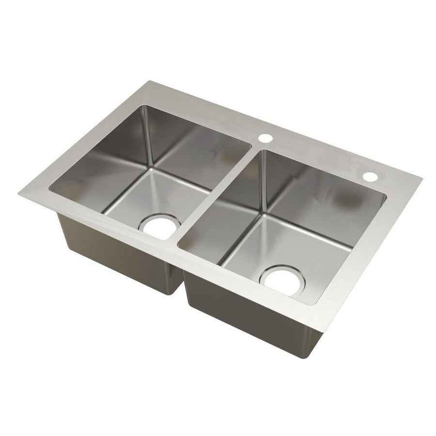 Glacier bay 33 in double bowl dual mount all in one kitchen sink - photo 3