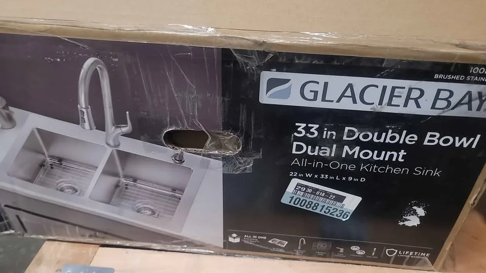 Glacier bay 33 in double bowl dual mount all in one kitchen sink image indicator(9)