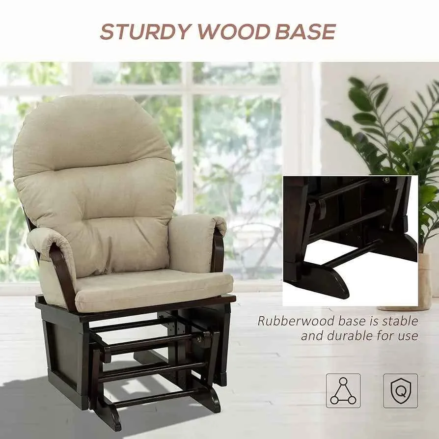 HOMCOM Nursery Glider Rocking Chair with Ottoman image indicator(4)
