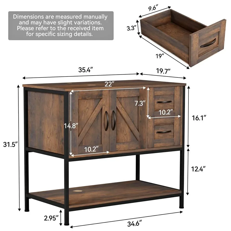 36" Rustic Brown Bathroom Vanity Farmhouse Modern Wood Cabinet thumbnail