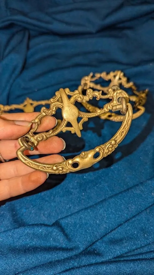 Set of 3 Antique Brass Drawer Pulls image indicator(2)