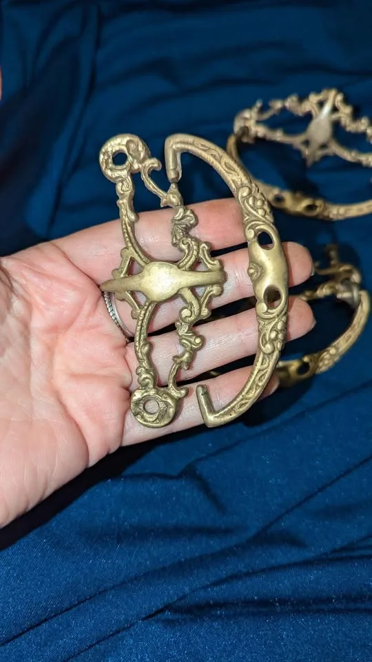 Set of 3 Antique Brass Drawer Pulls image indicator(4)