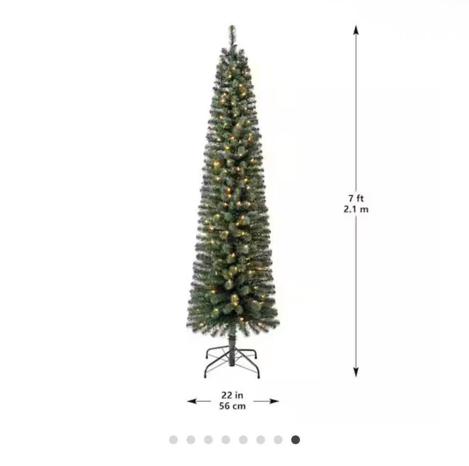 Pre-lit Pencil Christmas Tree with ornaments - photo 3