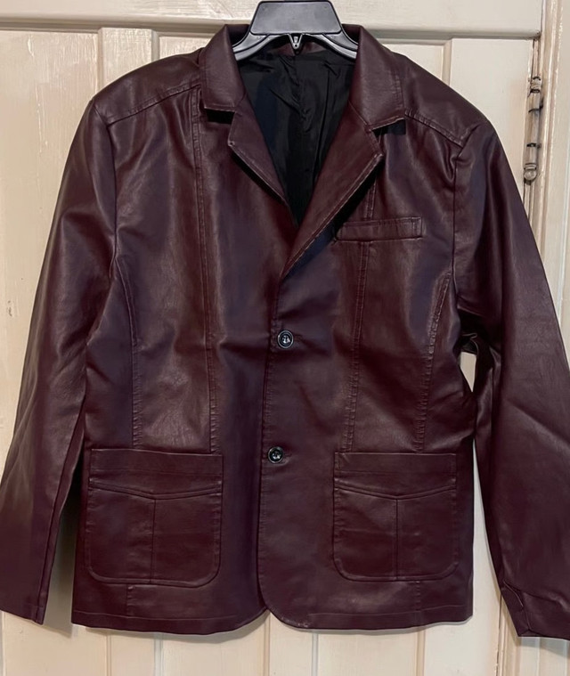 Plus Size Faux Leather Blazer-Size 1XL