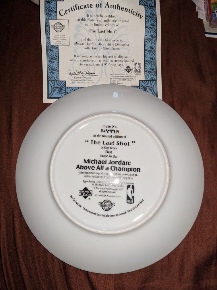 Michael Jordan Commemorative Plate The Last Shot - photo 2