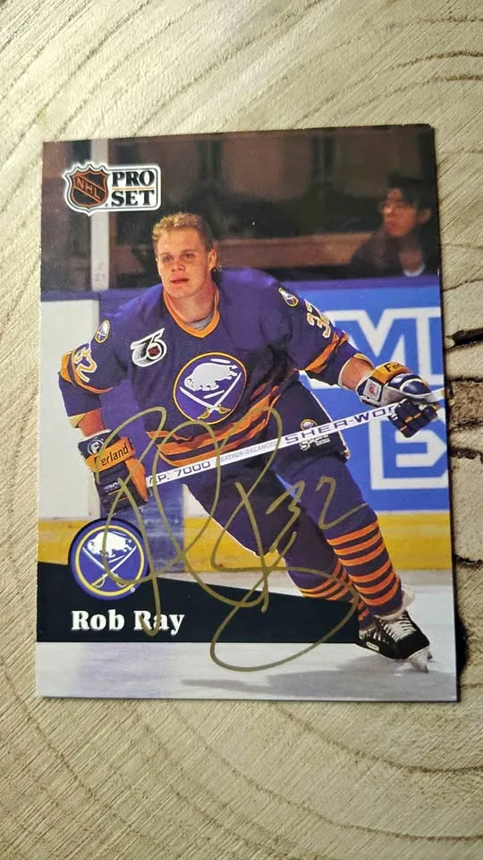 Autographed Rob Ray and Tom Tilley NHL cards. thumbnail