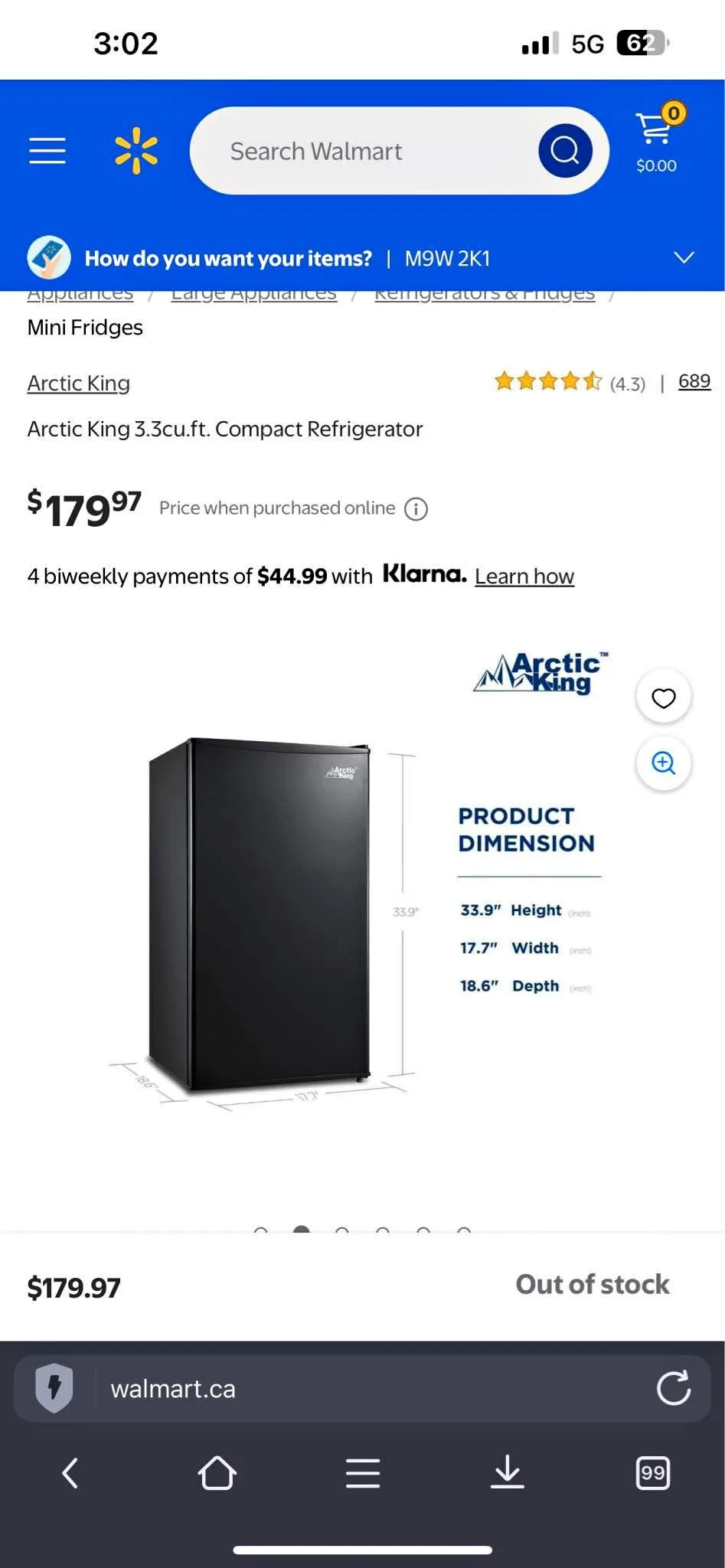 Compact fridge 3.3cu ft thumbnail