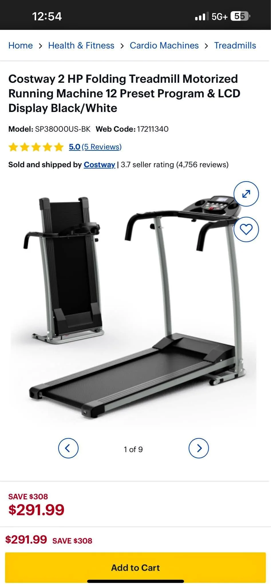 Brand new treadmill 2 HP Folding Treadmill up to 7.5mph thumbnail