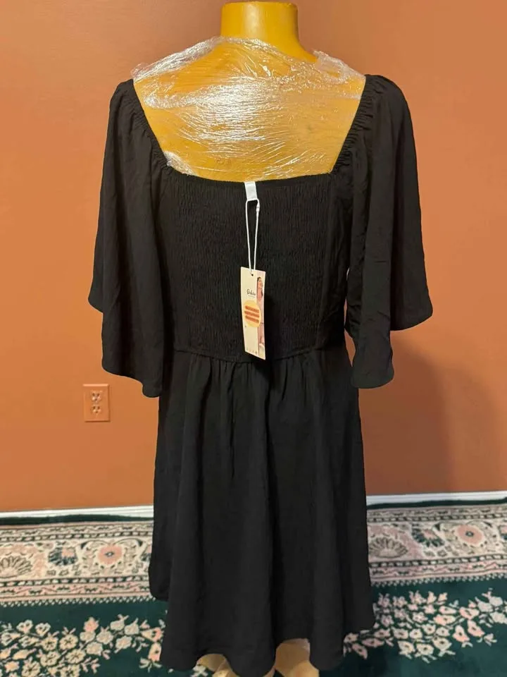 🎃 Brand New Size XL – Dokotoo Black Tie-Front Dress 🖤✨ image indicator(3)