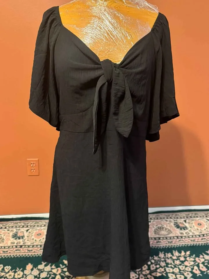 🎃 Brand New Size XL – Dokotoo Black Tie-Front Dress 🖤✨ image indicator(4)