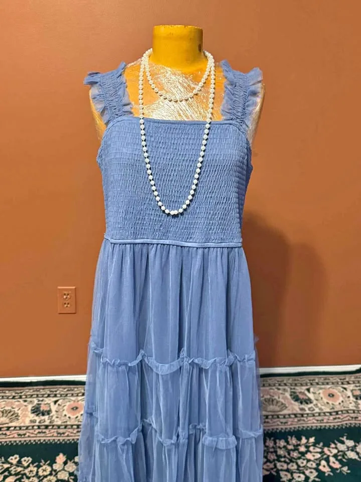 🎃 Brand New Size XL – PrettyGarden Light Blue Tiered Maxi Dress thumbnail