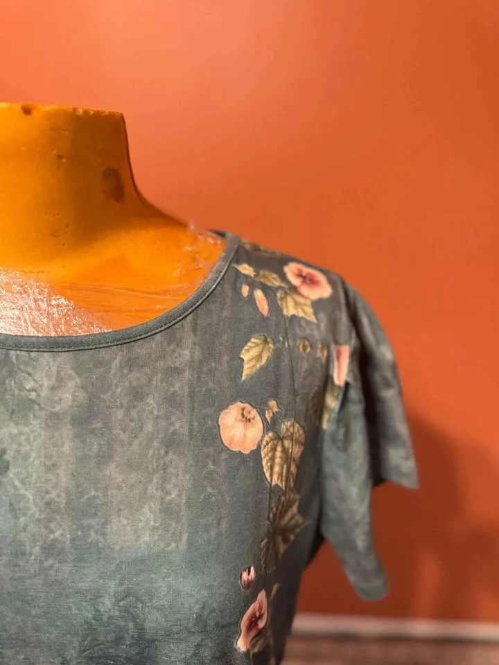 🎃 Brand New Size L – Teal Floral Midi Dress 🌿✨ image indicator(3)