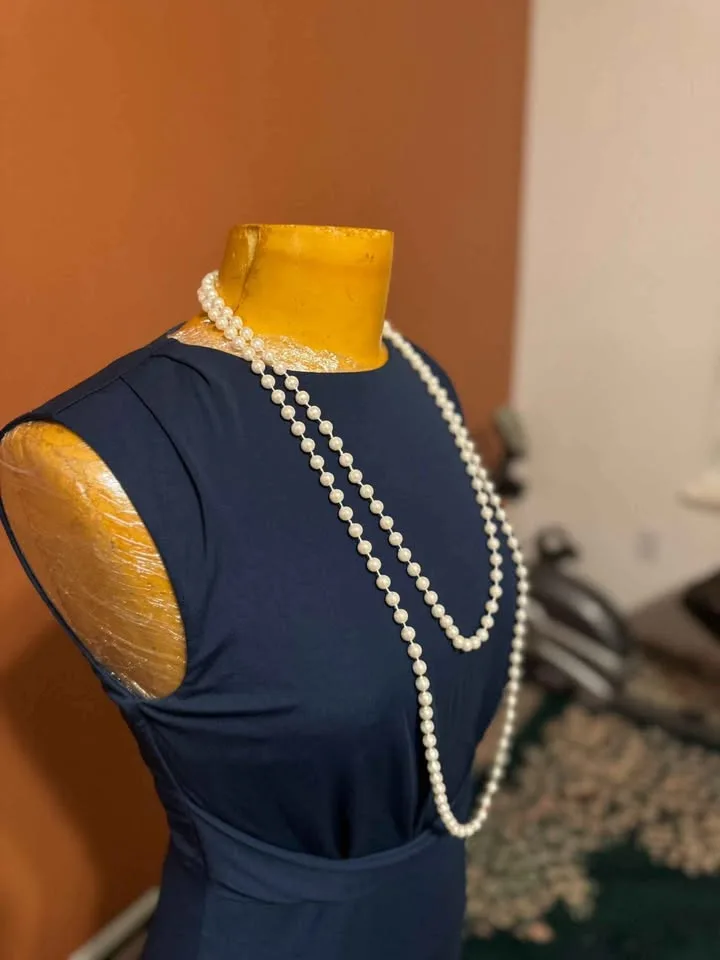 🎃 Brand New Size S – Navy Blue Elegant Maxi Wrap Dress 💙✨ image indicator(4)