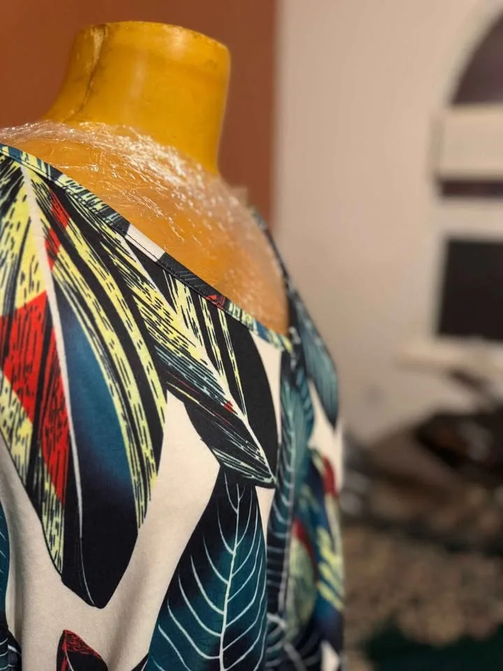 🎃 Brand New Size XL – Tropical Leaf Print Short Sleeve Dress 🌴💚 image indicator(2)