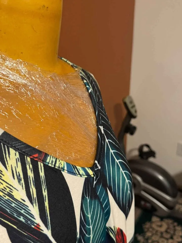 🎃 Brand New Size XL – Tropical Leaf Print Short Sleeve Dress 🌴💚 image indicator(3)