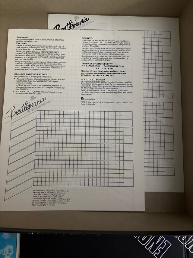 Beatlemania Trivia Game 1984 - photo 4