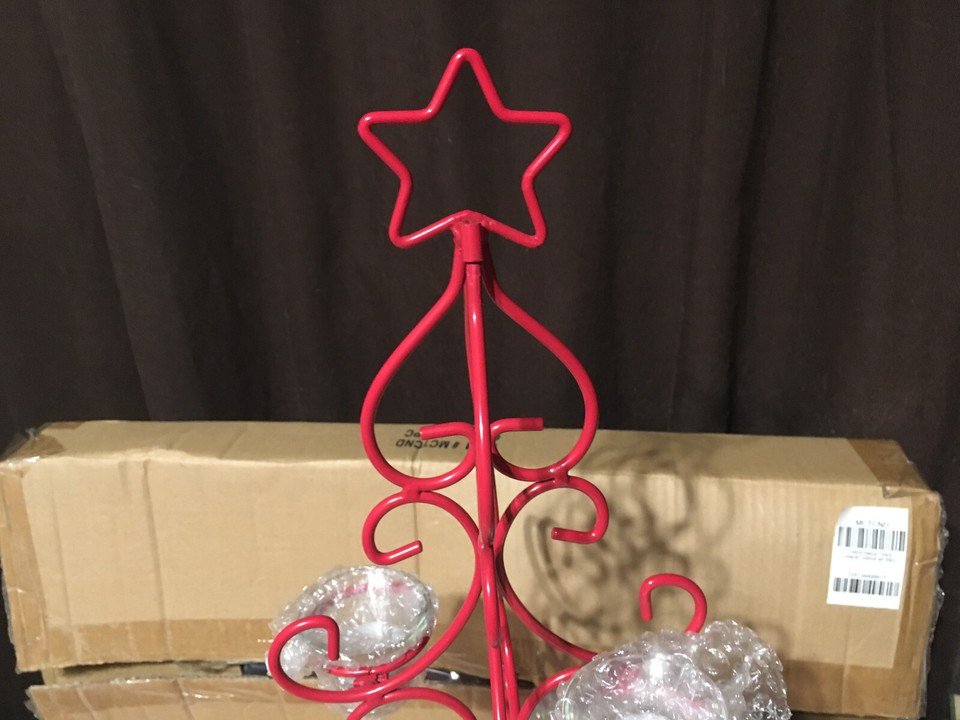 CHRISTMAS TREE CANDELABRA 4 PIECE RED METAL MWW MARKET - photo 2