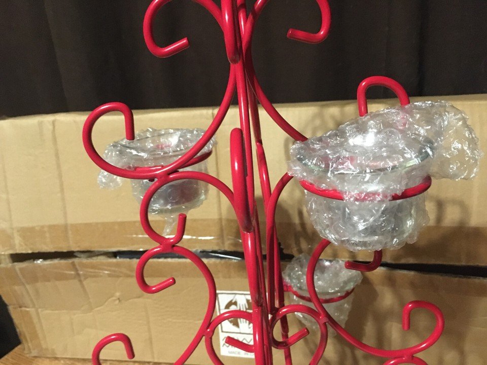 CHRISTMAS TREE CANDELABRA 4 PIECE RED METAL MWW MARKET - photo 3