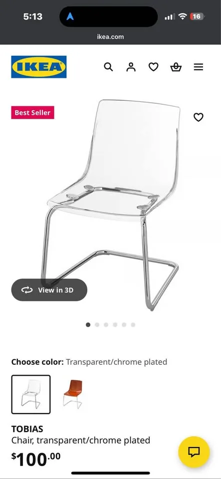 IKEA TOBIAS Chair (transparent/chrome plated) image indicator(5)