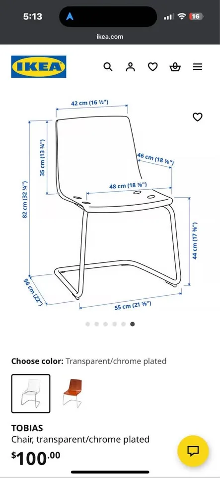 IKEA TOBIAS Chair (transparent/chrome plated) image indicator(6)