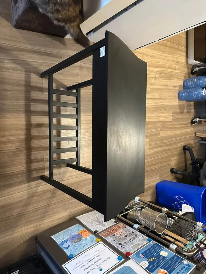 Modern Black Wall Table with Storage Rack image indicator(3)