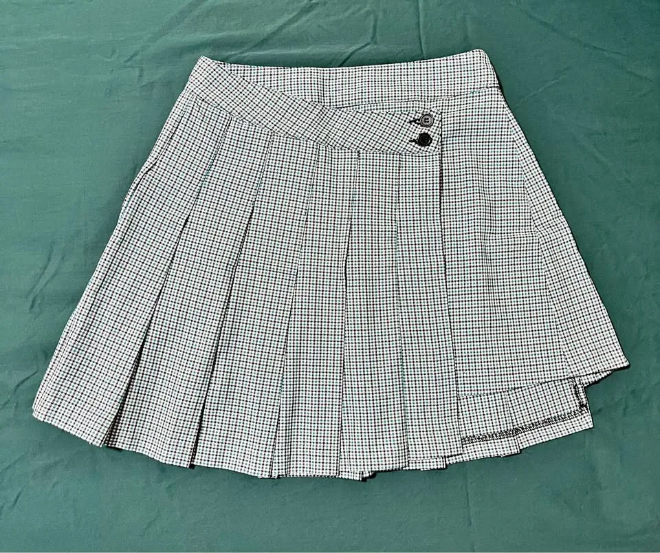 Asymmetrical Plaid Pleated Skirt thumbnail