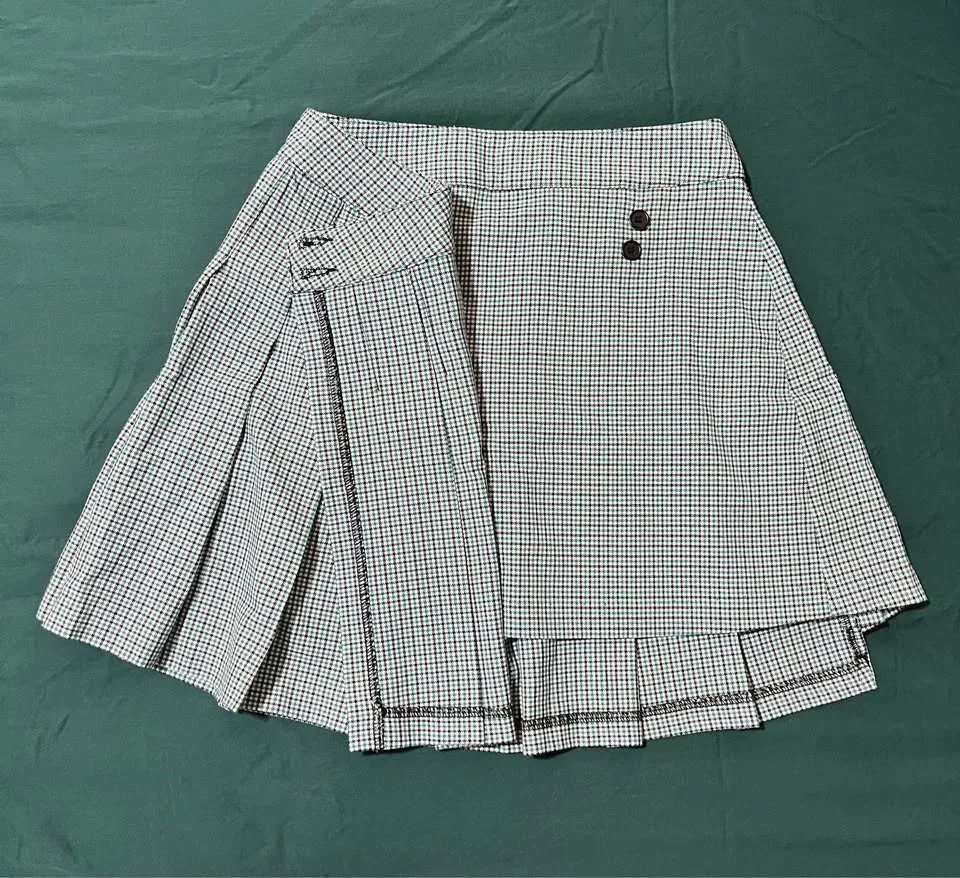 Asymmetrical Plaid Pleated Skirt image indicator(2)