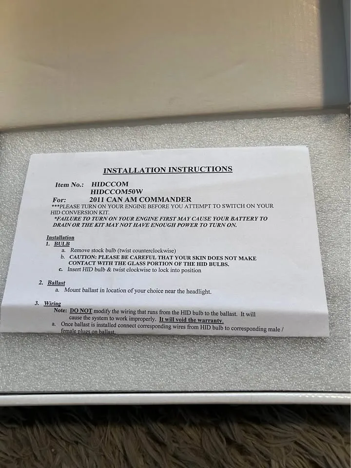 HID conversion kit 12v50w Can Am Commander 2011 image indicator(4)