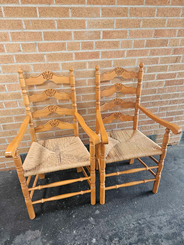 Ladder Back Rush Seat Armchairs