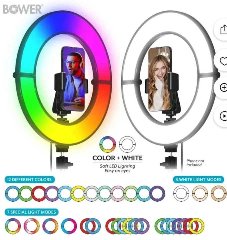 Bower 12" Foldable Ring Light with Adjustable Stand image indicator(6)