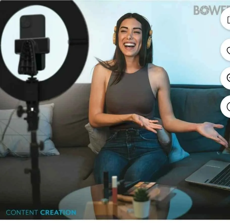 Bower 12" Foldable Ring Light with Adjustable Stand image indicator(9)