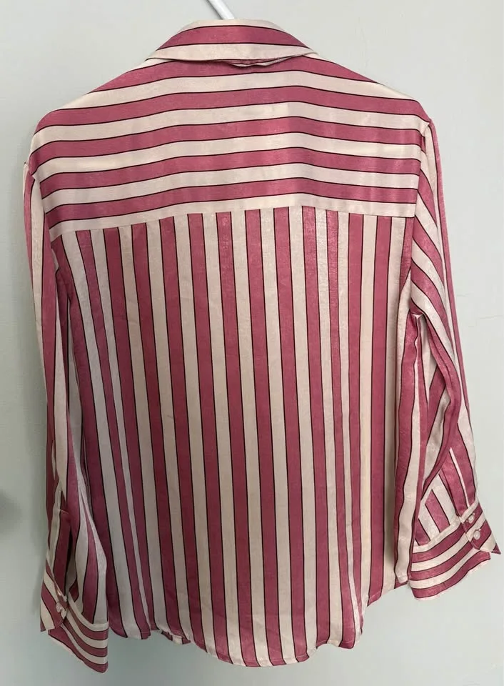 Zara satin striped blouse NWT image indicator(2)