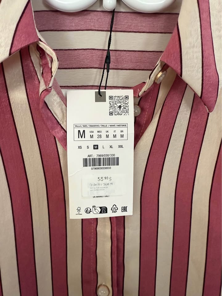Zara satin striped blouse NWT - photo 3