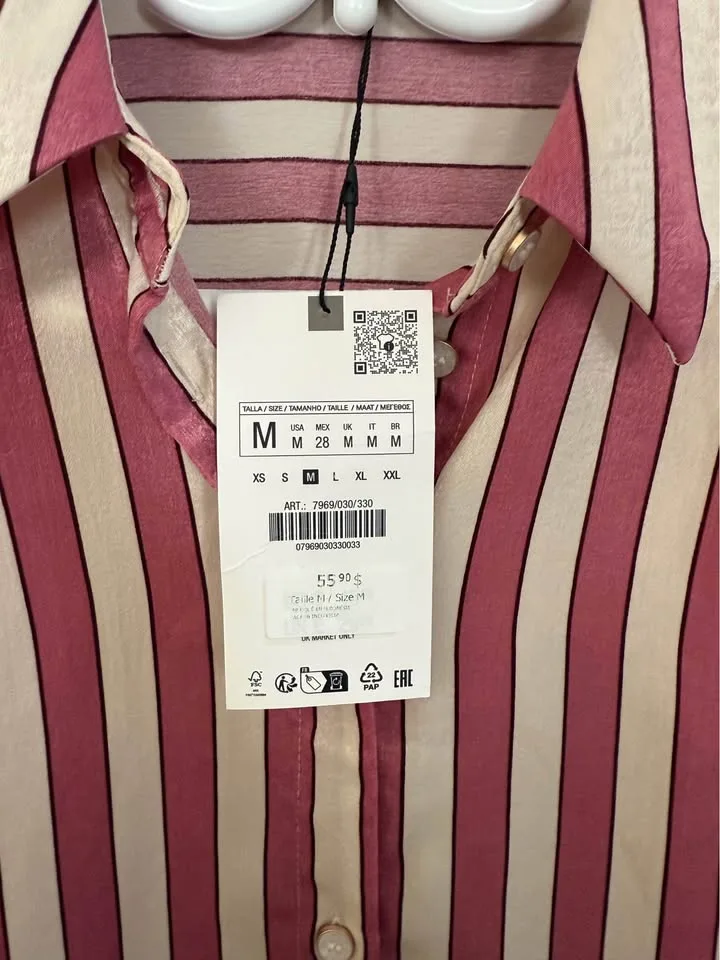 Zara satin striped blouse NWT image indicator(3)