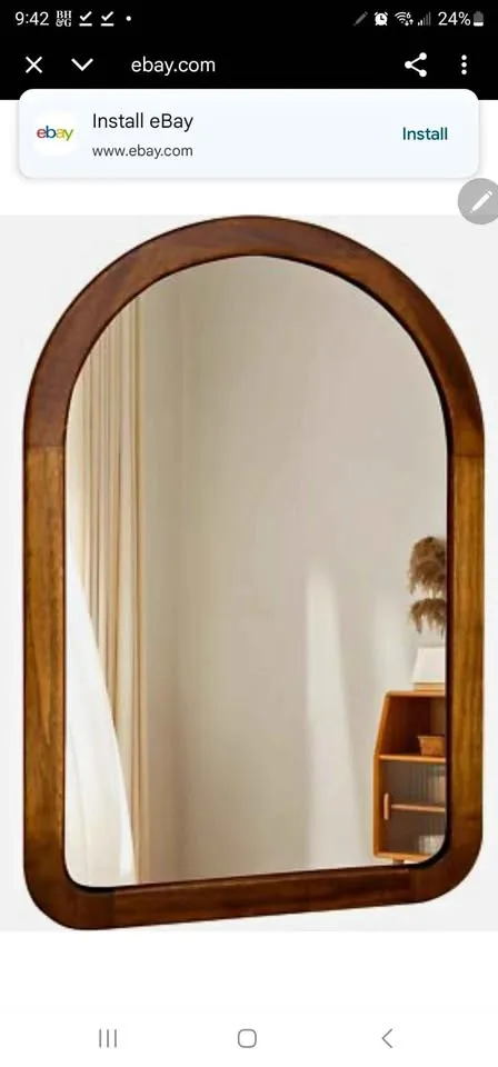 Arched Mirror 30×22 Inch, Brown Wood Rustic Bathroom Mirror thumbnail