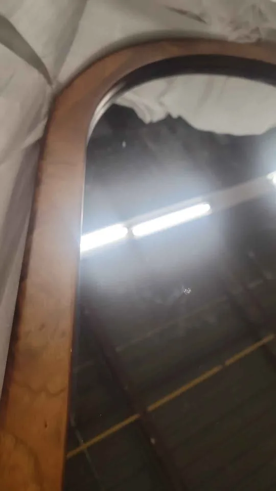 Arched Mirror 30×22 Inch, Brown Wood Rustic Bathroom Mirror image indicator(5)