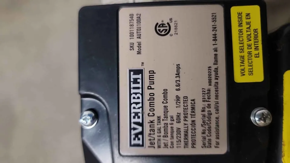 Everbilt 1/2 HP Jet Pump with 6 Gal. Tank combo image indicator(5)